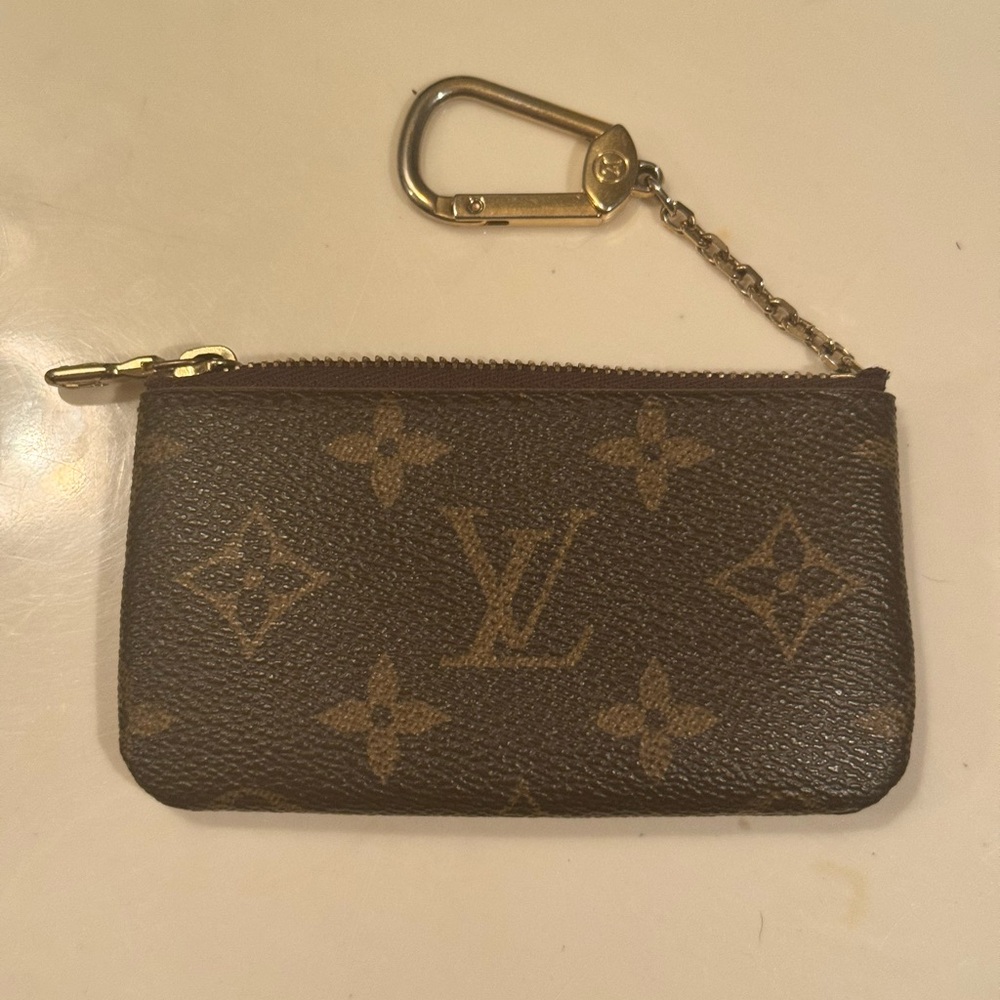 Louis Vuitton Brown Monogram Pouch with Gold Zipper